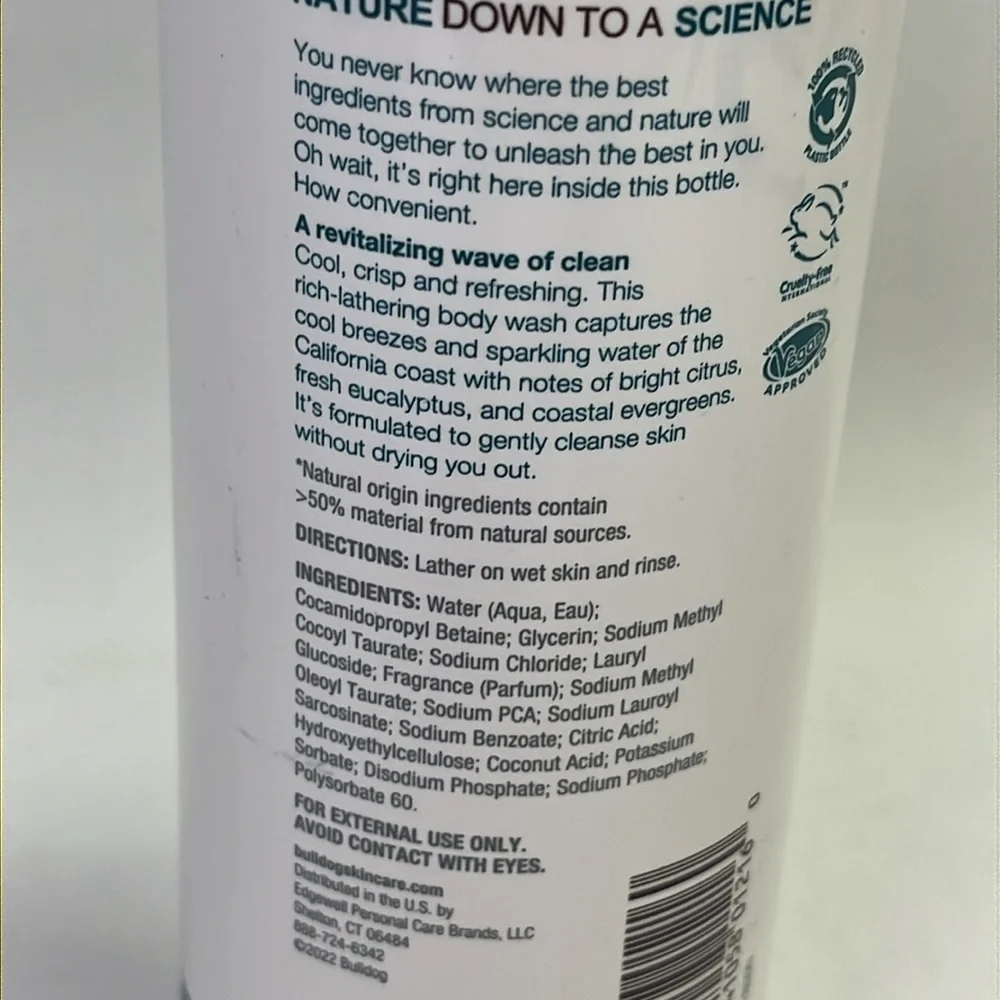 Bulldog Men's Body Wash Coastline Scent 16.9 fl oz Bright & Clean Shower Soap